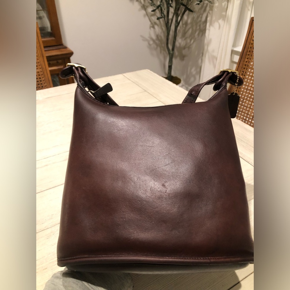 VINTAGE COACH MAHOGANY LEATHER SHOULDER SAC BUCKET BAG #9730 W/ 1-SIDED HANGTAG - Picture 2 of 15